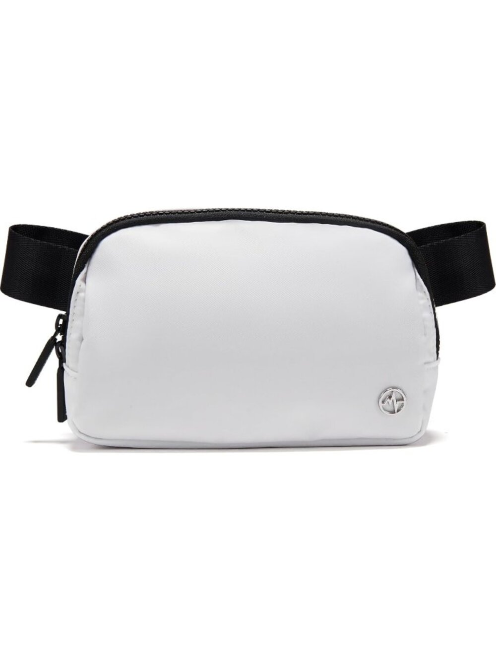 Women's White Nylon Fanny Pack Belt Bag Water Repellent Crossbody Bag